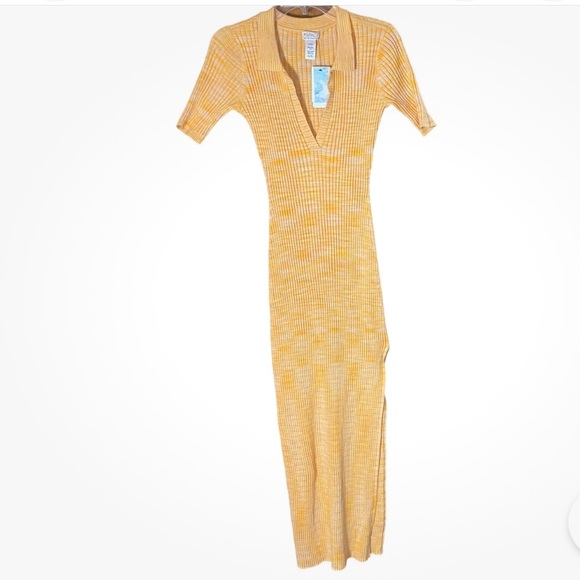 L Space revolve orange ribbed V-neck sweater dress size medium - Picture 4 of 5